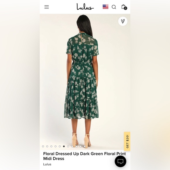 NWT Lulus Green Floral Midi - Picture 2 of 4